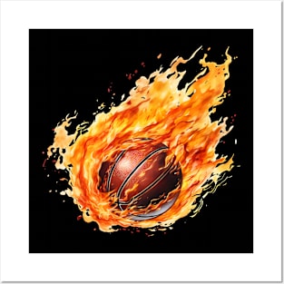 Flamming Basketball Watercolor Posters and Art